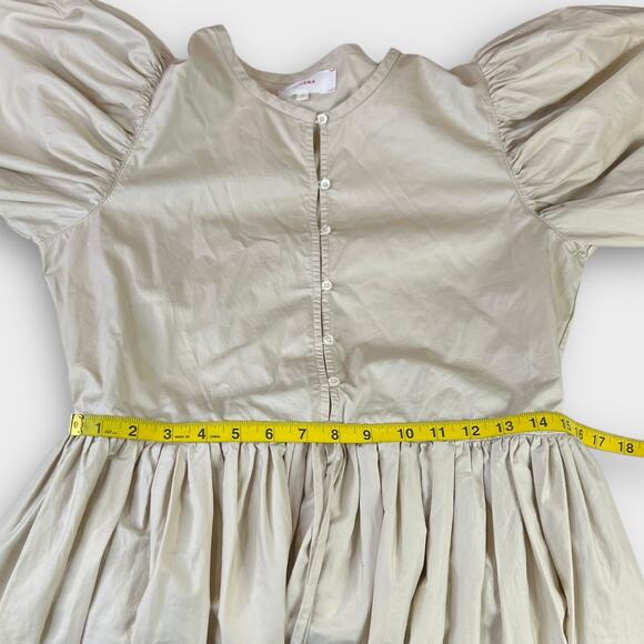 Xirena Aurie Puff Sleeve Fit & Flare Cotton Poplin Dress in Sand Size Small - Picture 7 of 8